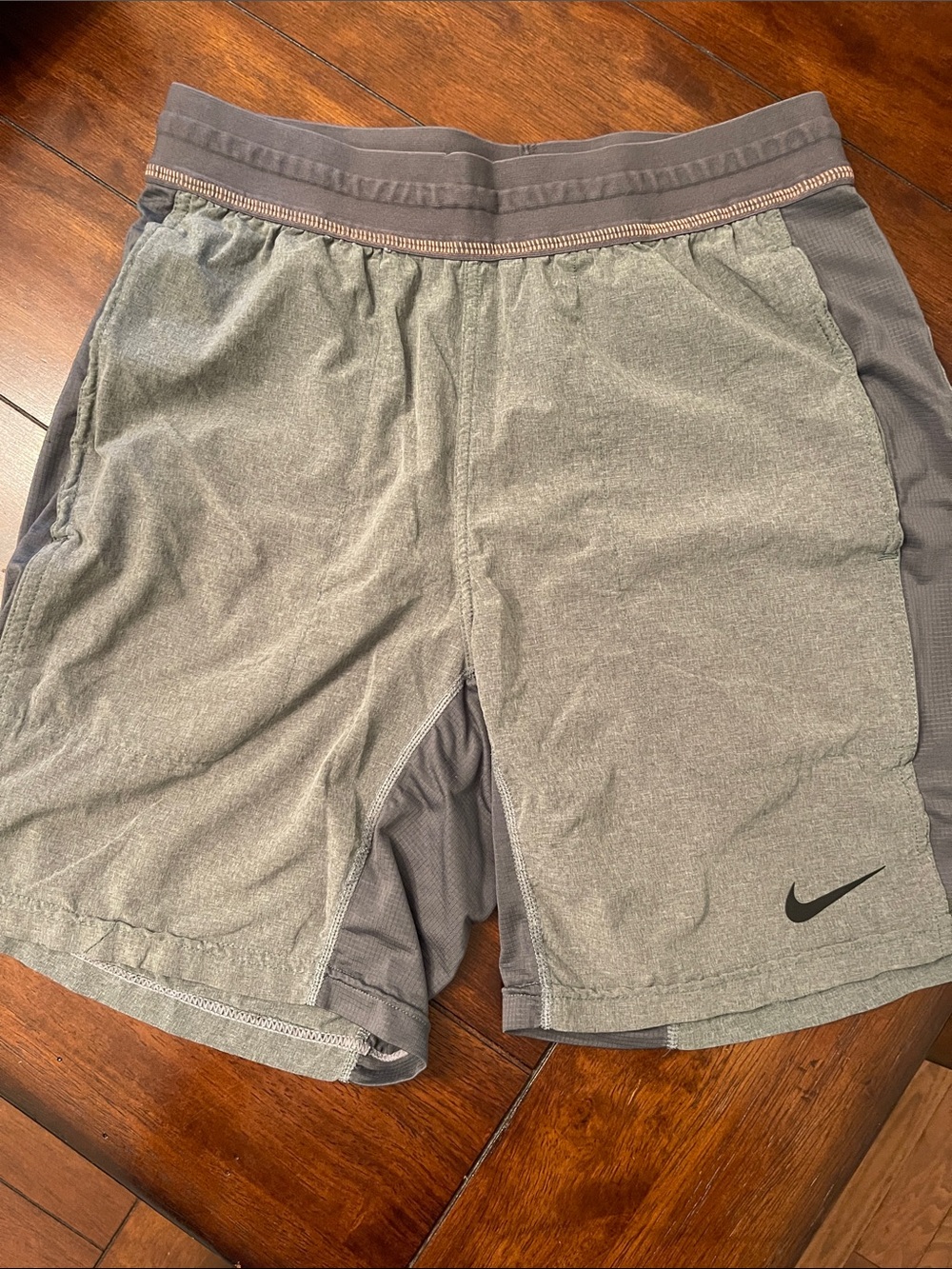 Nike Men’s Gray Athletic Shorts with Black Swoosh